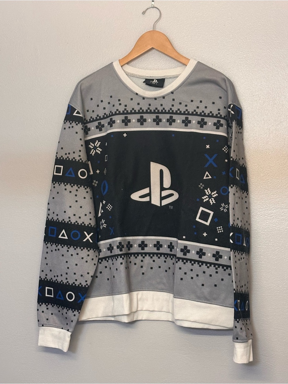 Sony Grey, Black & Blue PlayStation Crewneck Sweater